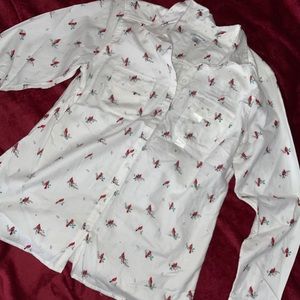 Bird print button up
